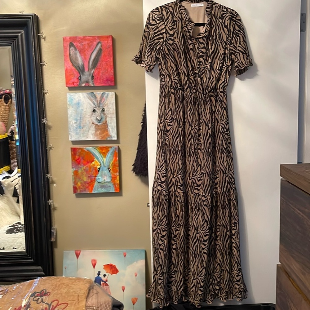Animal Print Plisse Maxi Dress--NWOT